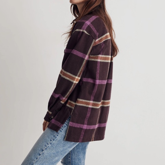 Madewell Purple plaid oversized shacket - Picture 2 of 9